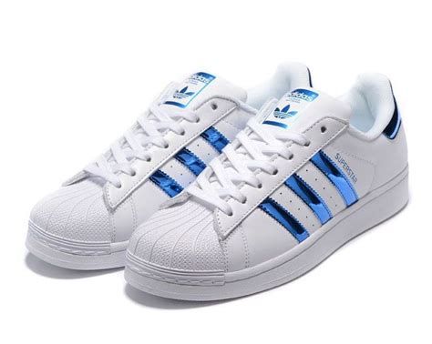 adidas superstar shoes blue stripe